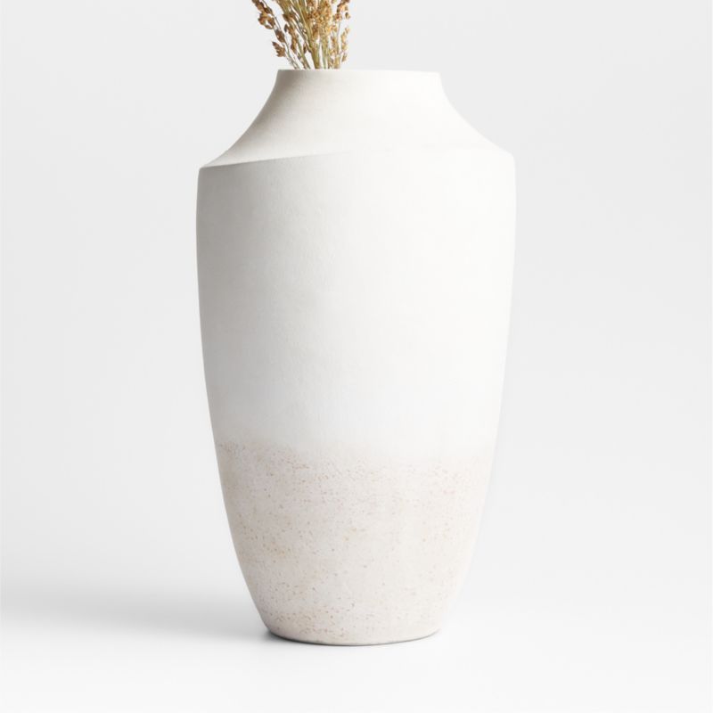 Slope White Ceramic Vase 17" + Reviews | Crate & Barrel | Crate & Barrel