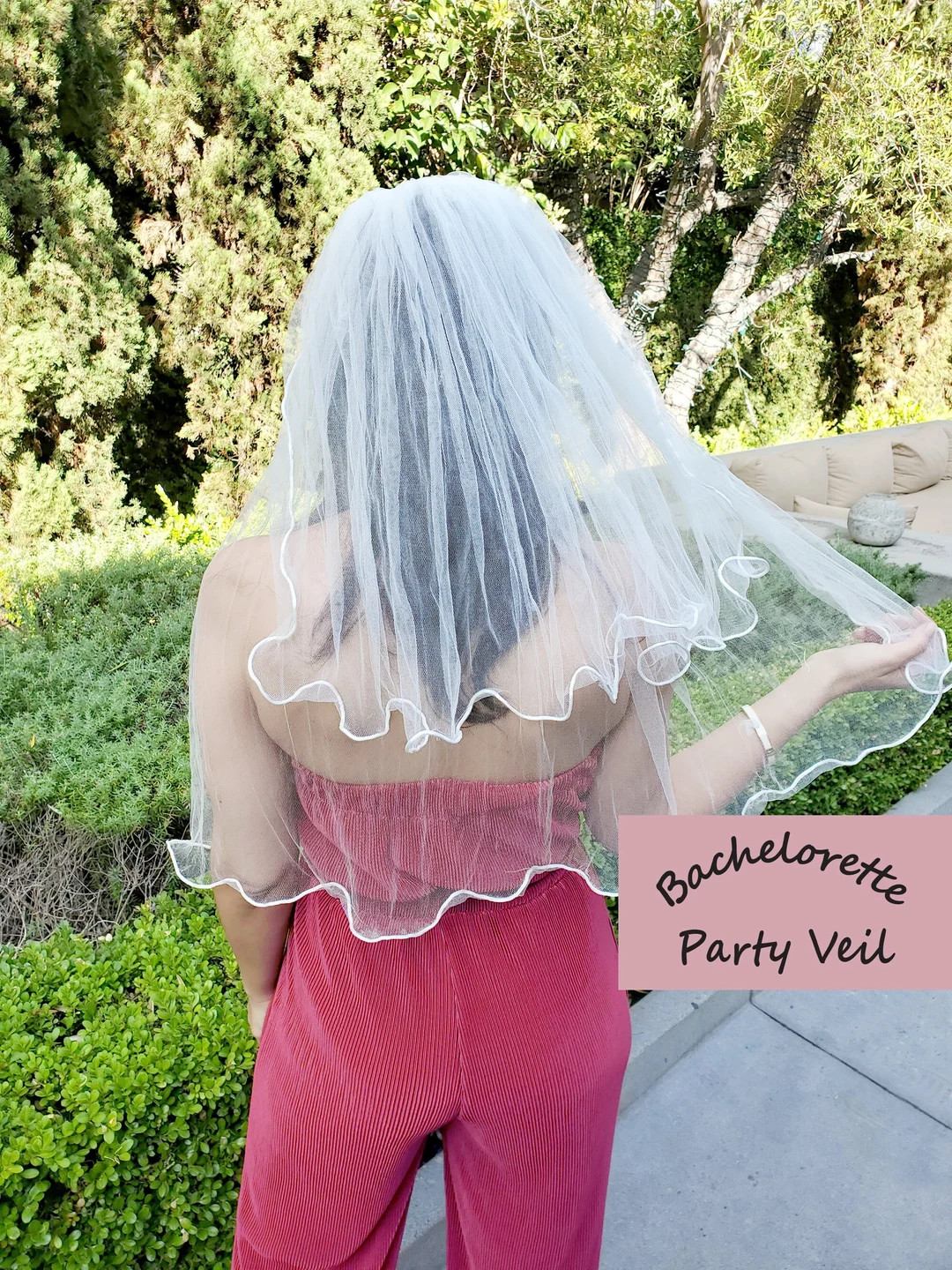 Bachelorette Party Veil 2 Tiered Soft Cream Tulle - Etsy | Etsy (US)