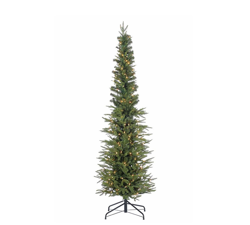 Pre-Lit Narrow Lincoln Pine Faux Christmas Trees | Pottery Barn (US)