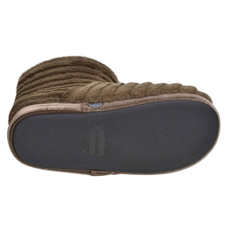 Health Touch Soft Fluffy Massaging Booties with Memory Foam, Foot Massager Vibration, Brown | Walmart (US)