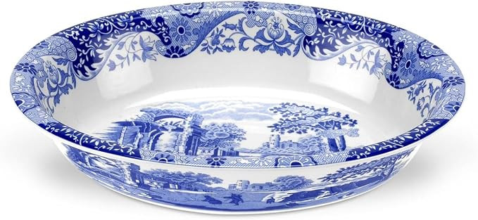 Spode Blue Italian Oval Rimmed Dish | 12.4" x 8.75" x 2.8", Porcelain, Oven to Table, Dishwasher ... | Amazon (US)