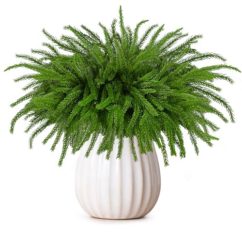 Fovths 12 Pieces Christmas Norfolk Pine Branch 18 Inch Norfolk Pine Stems Artificial Norfolk Christmas Greenery Plants DIY Crafts Faux Pine Branches for Xmas Home Decor Garland Wreath Craft | Amazon (US)