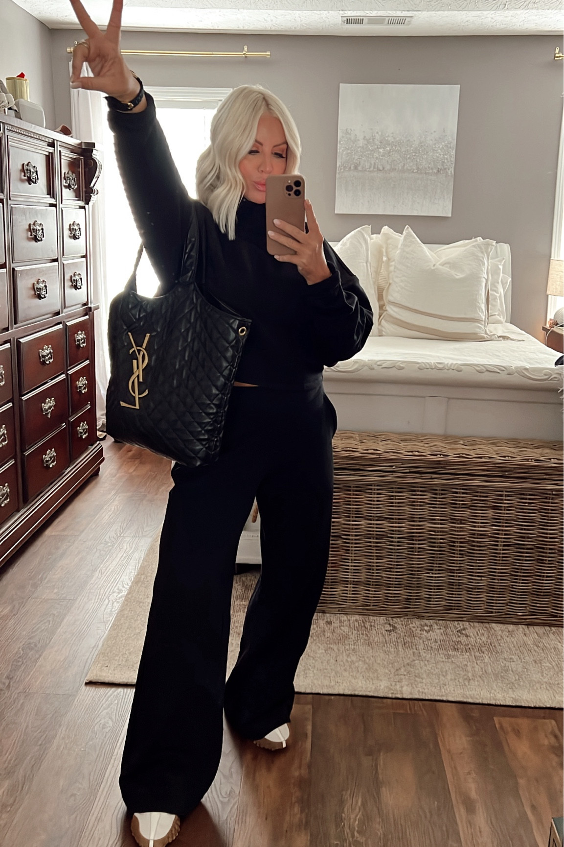 Living in this look all fall & winter from Alo Yoga. Buttery soft, multiple color ways, and super chic. Dress up or down. Loungewear, athletic wear, wide leg pants, modern sweat suit, leisure wear, yoga wear, styling for fall. 

YSL
New Balance
Alo Yoga
Black sweat suit
Black athletic outfit


#LTKstyletip #LTKover40 

#LTKActive