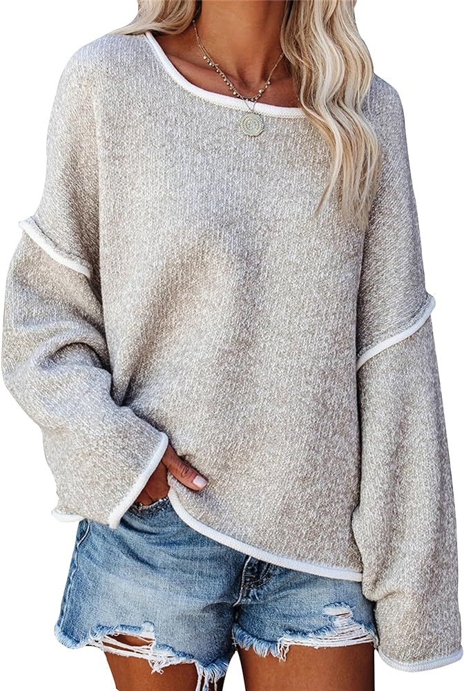 SALENT Women's Casual Oversized Sweaters Loose Soft Chunky Knit Long Batwing Sleeve Pullover Swea... | Amazon (US)