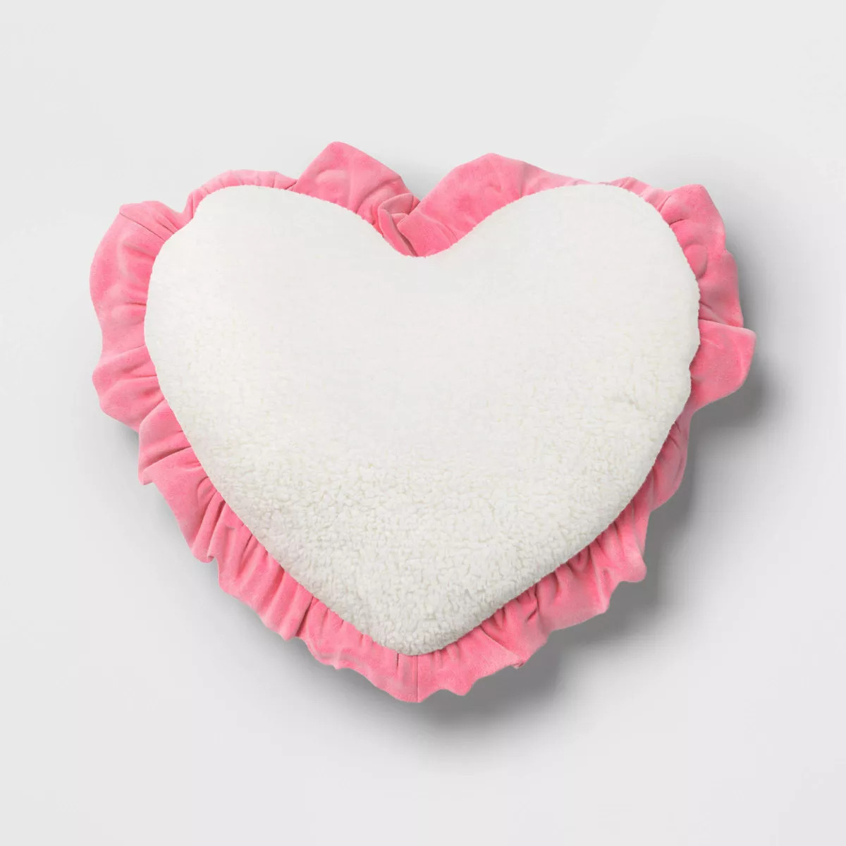 Oversized Heart Velvet Pillow with Faux Shearling Reverse Pink/Ivory - Threshold™ | Target