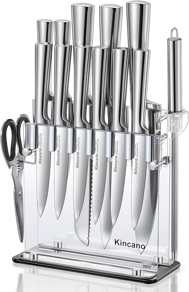 Knife Set, 14 PCS High Carbon Stainless Steel Super Sharp Kitchen Knife Set for Chef with Acrylic... | Amazon (US)