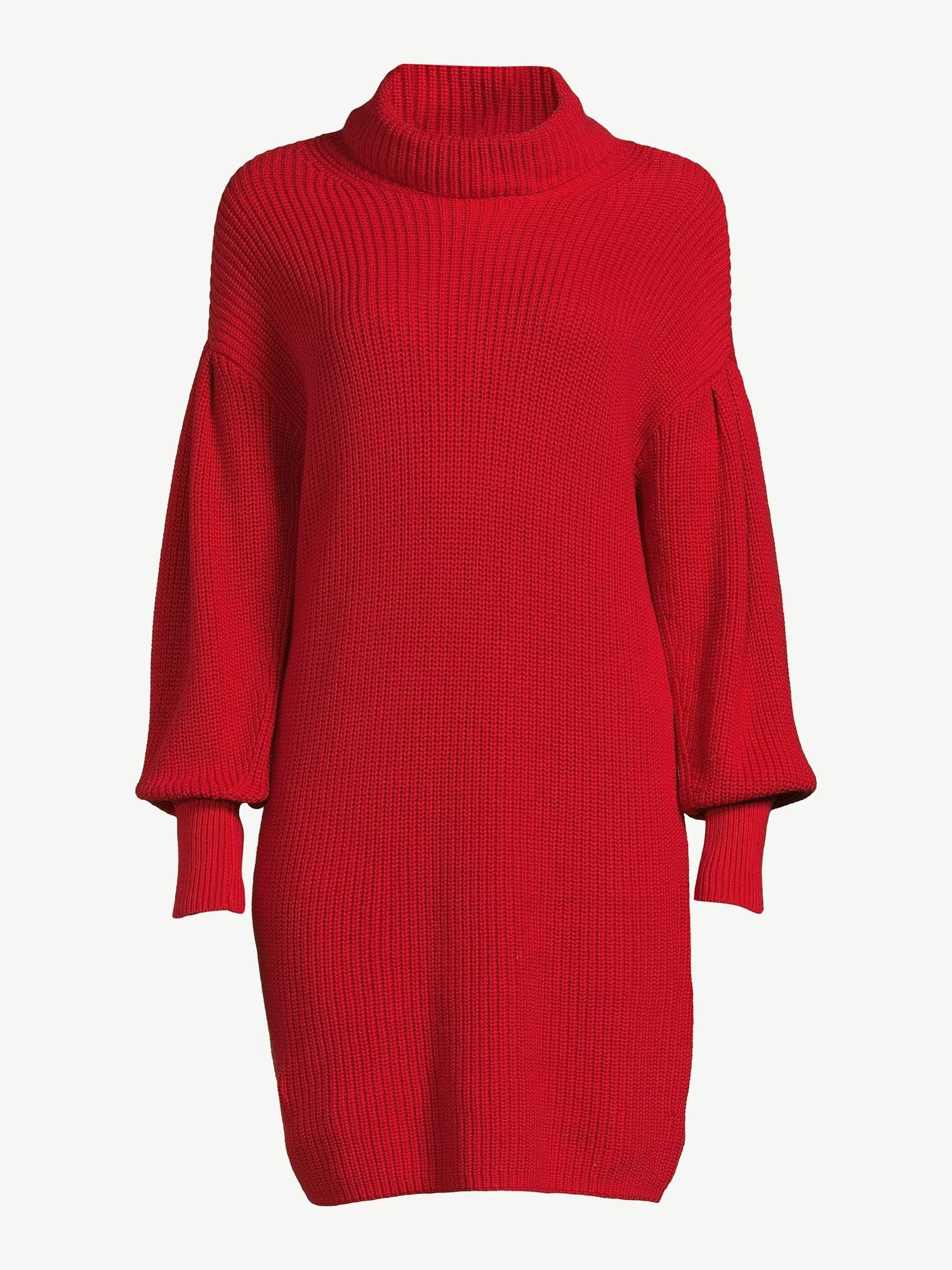 Free Assembly Women's Cowl Neck Pleated Shoulder Sweater Mini Dress - Walmart.com | Walmart (US)