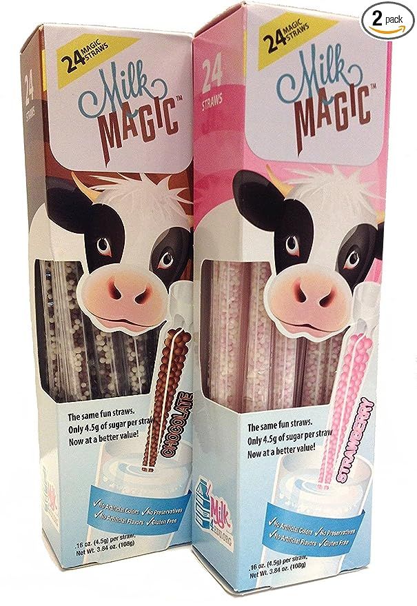 Strawberry & Chocolate Magic Milk Fun Straws 24 Each (2pk) | Amazon (US)