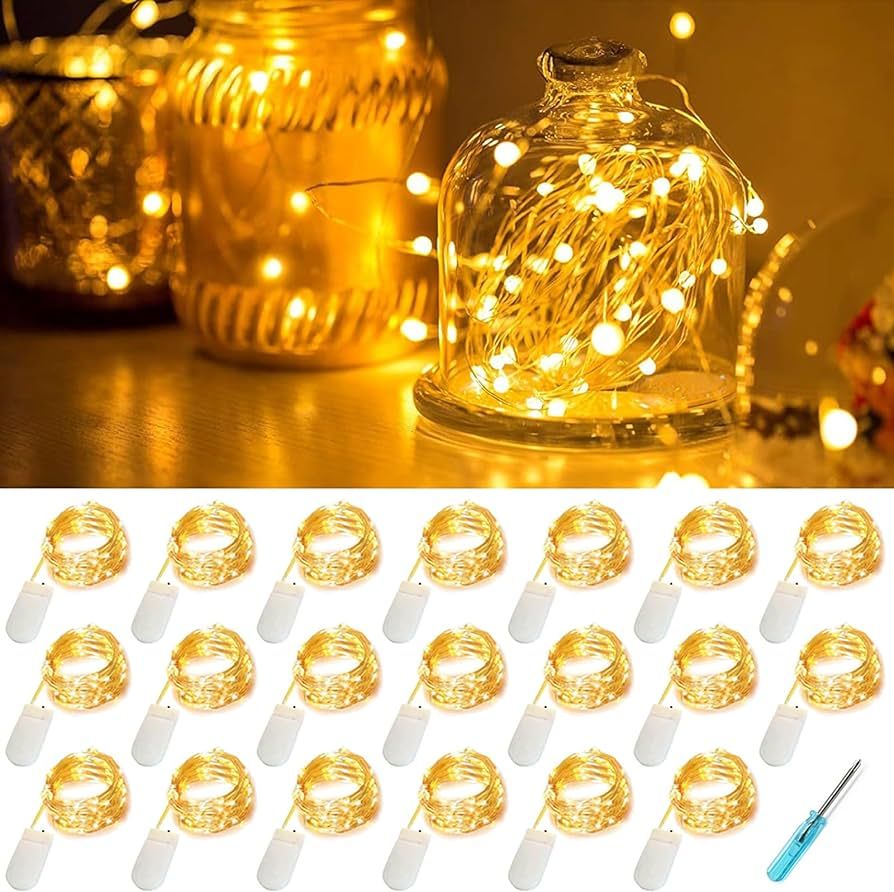 YOEEN 20 Pack Fairy Lights Battery Operated 3.3ft 20 LED Mini String Lights Copper Wire Firefly S... | Amazon (US)