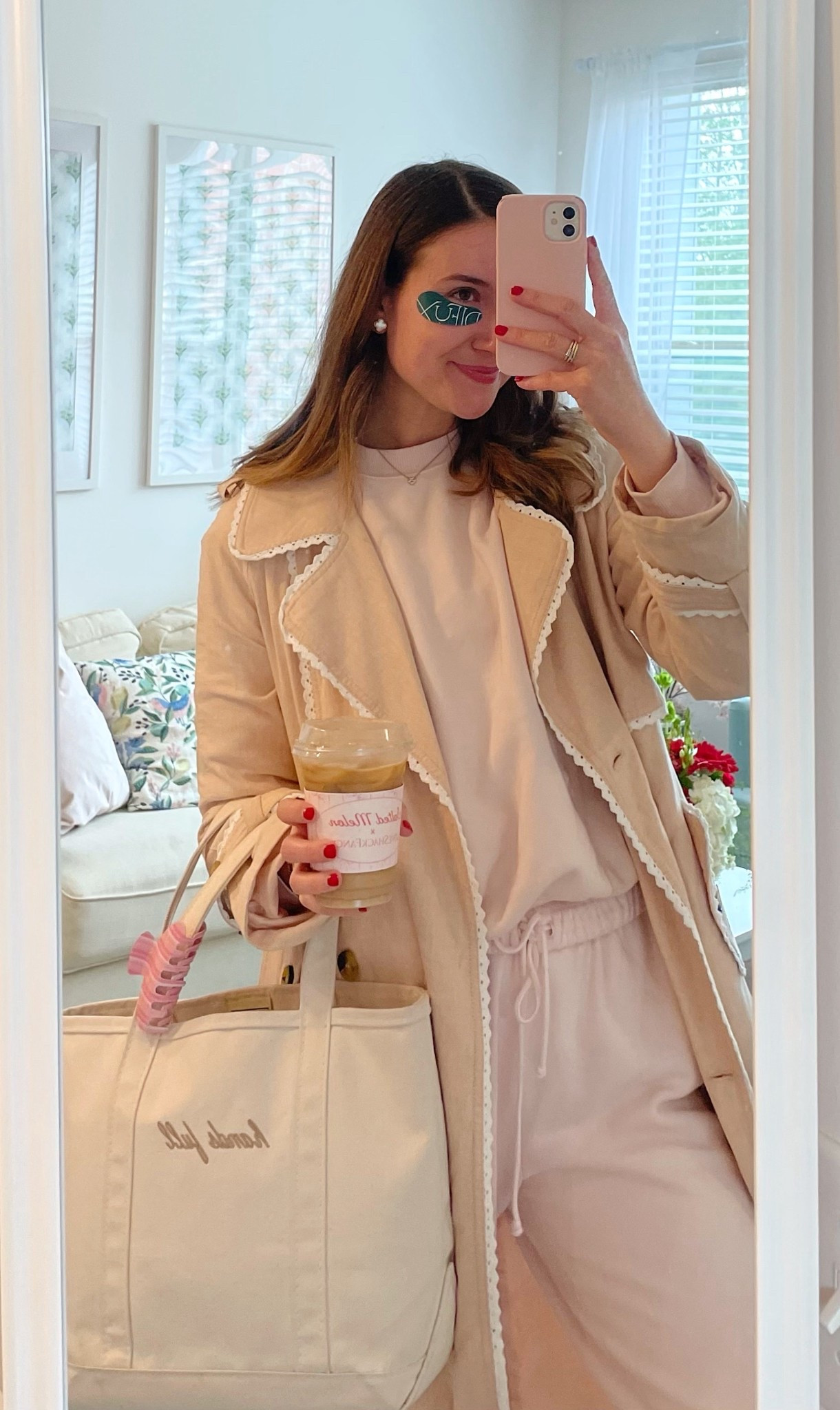 Casual weekend OOTD 🤍 Wearing Skims sweats, but found nearly identical pink sweat sets at Aerie and Abercrombie!! 

Obsessed with the Dieux eye patches, wearing them with the Dieux eye cream! 

Not pictured but love these with my Ugg tazz slipper dupes - linked below!!

#LTKootd #LTKmorningroutine #LTKBeauty