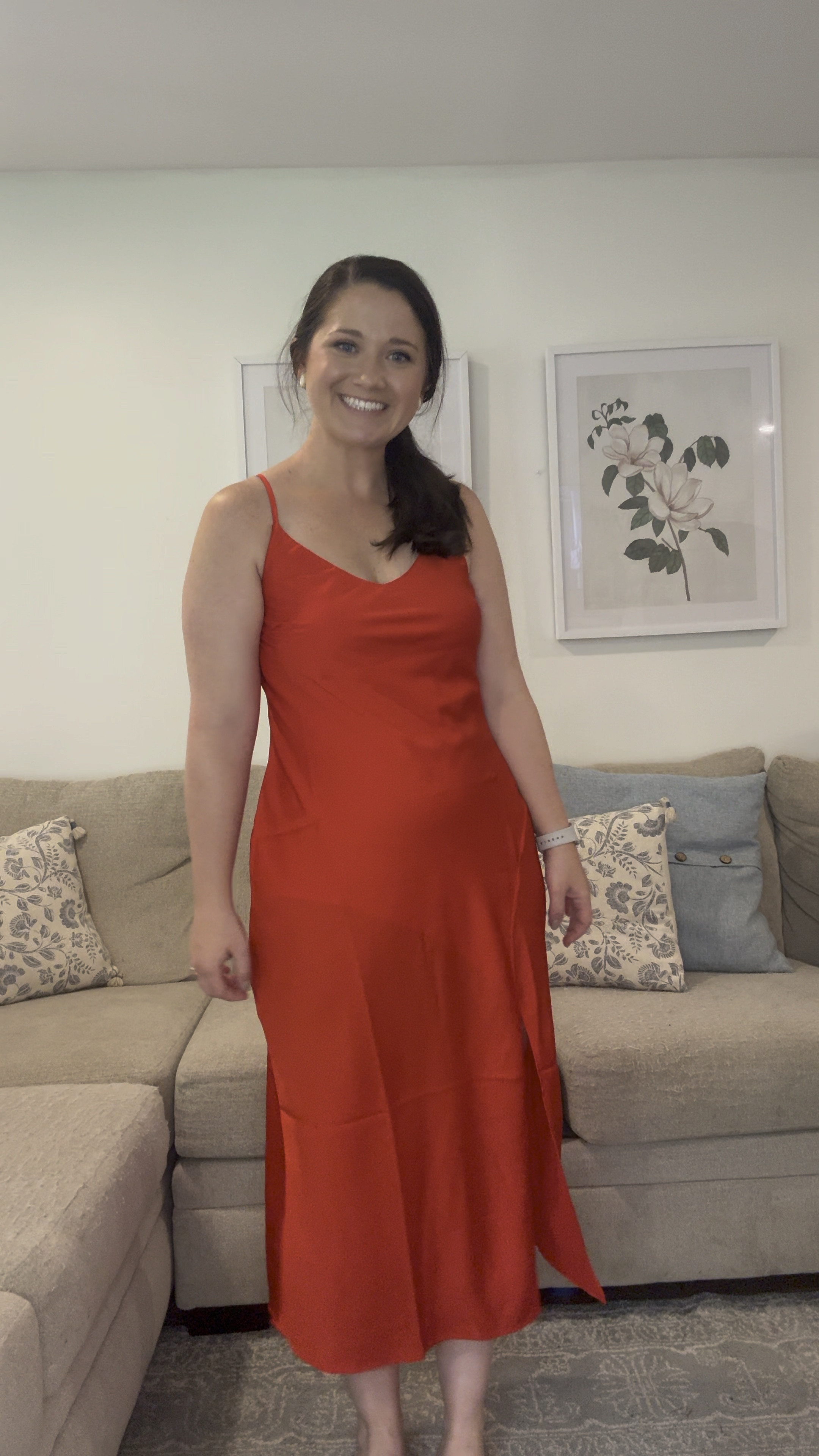 Red dress. Midi dress. Date night. Wedding guest dress  