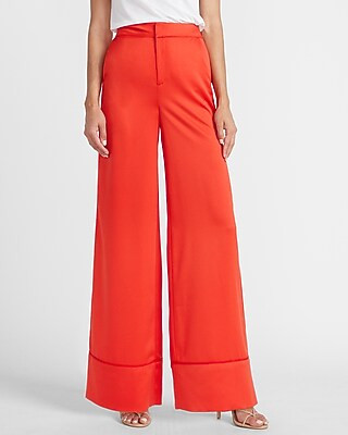 Ladygang High Waisted Satin Wide Leg Pant | Express