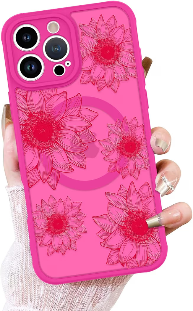 OOK Phone Case Design for iPhone 16 Pro Max Case [Compatible with MagSafe], Cute Sunflower Floral... | Amazon (US)