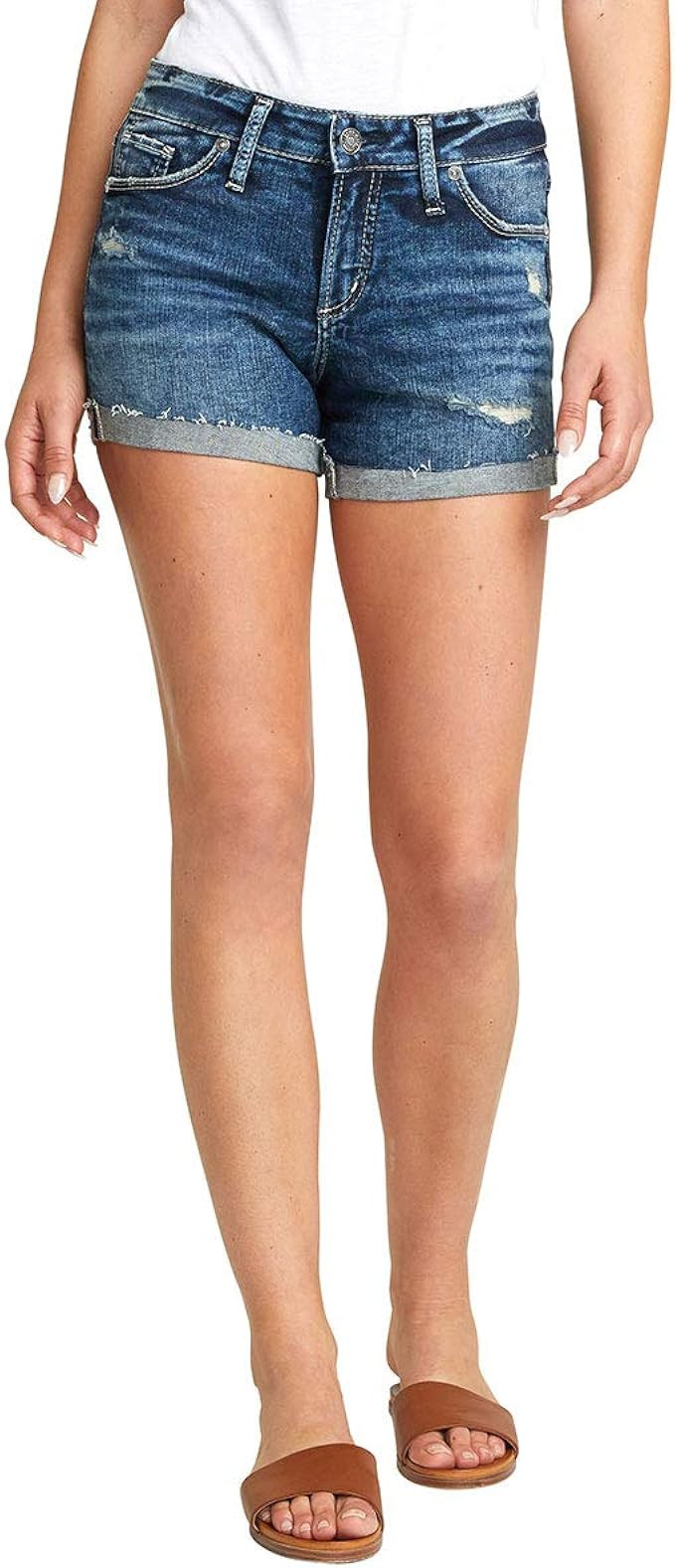 Silver Jeans Co. Women's Suki Mid Rise Short | Amazon (US)