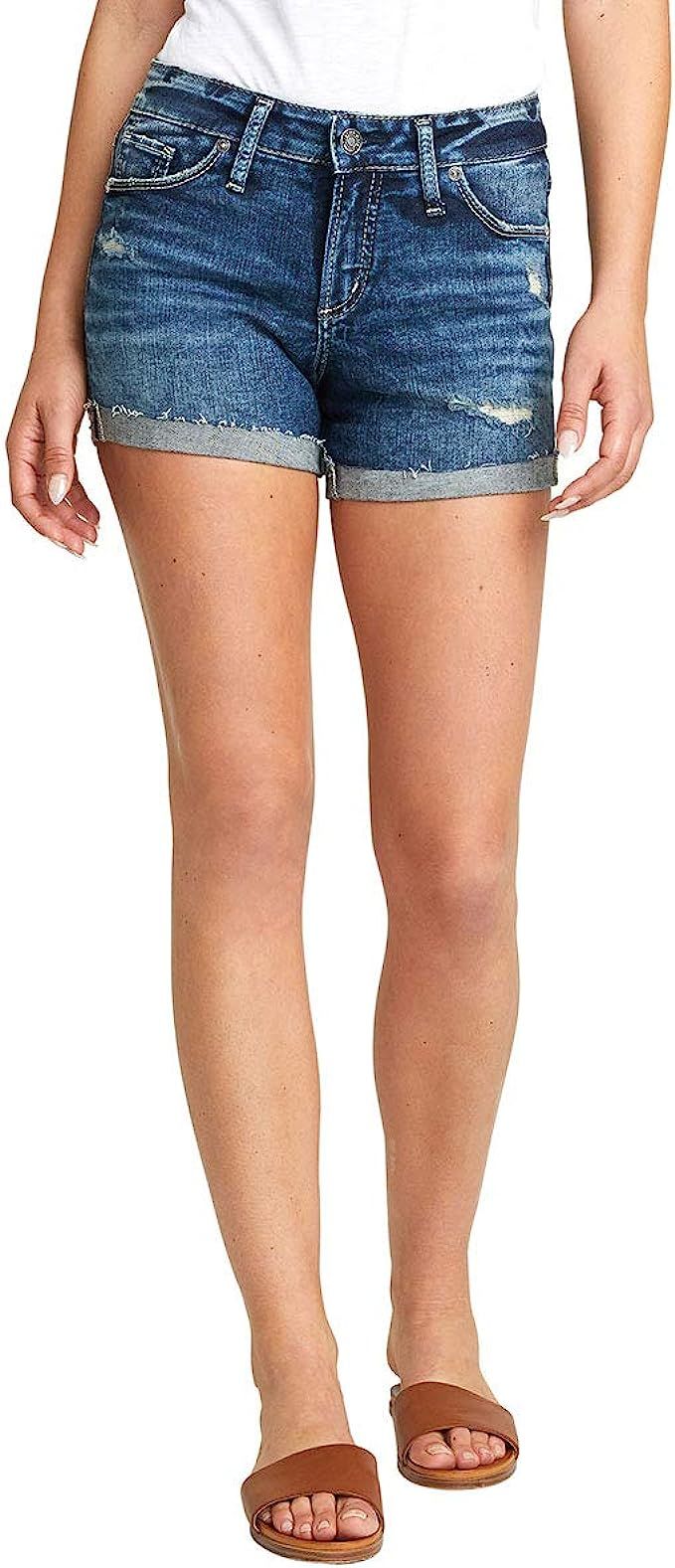 Silver Jeans Co. Women's Suki Mid Rise Short | Amazon (US)