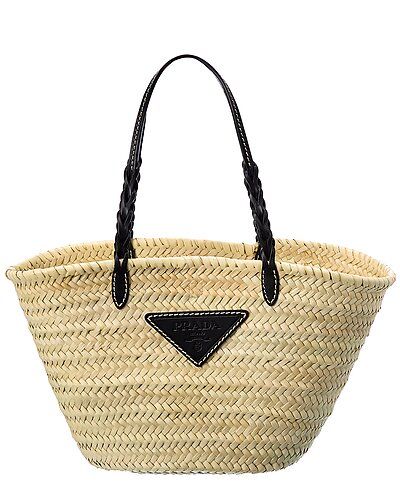 Woven Palm & Leather Tote | Ruelala