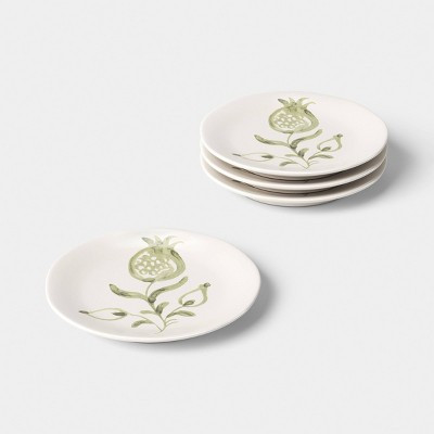 4pk 6" Stoneware Aralia Appetizer Plates Hand Painted Green - Threshold™ | Target