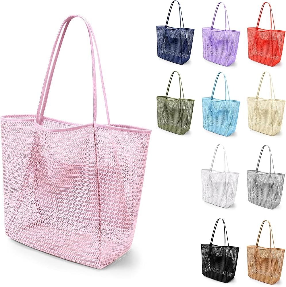 Mesh Tote Beach Bag,Women Fairycore Hobo Bag,Shoulder Bag,Soft Summer Casual Crochet Bags | Amazon (US)