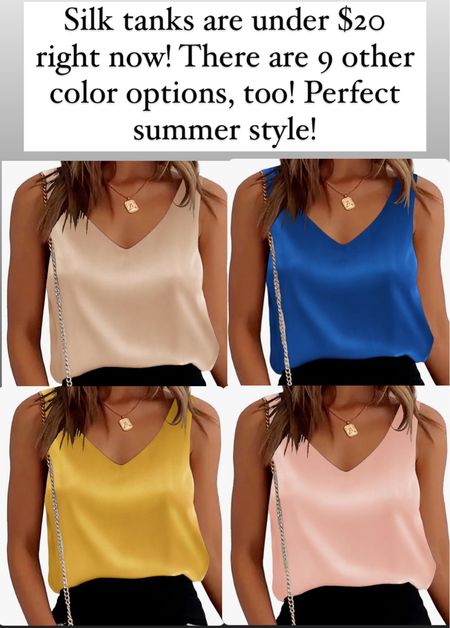 Silk tanks never go out of style. These tanks are under $20 and common in so many different color options. These look good paired with just about everything! Grab them while they’re still on sale.

#LTKStyleTip #LTKFindsUnder50 #LTKWorkwear