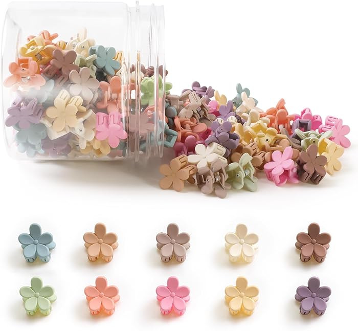 Mini Flower Hair Clips 100Pcs, Small Hair Clips Mini Claw Clips Cute Jaw Clips Hair Pins Hair Bar... | Amazon (US)