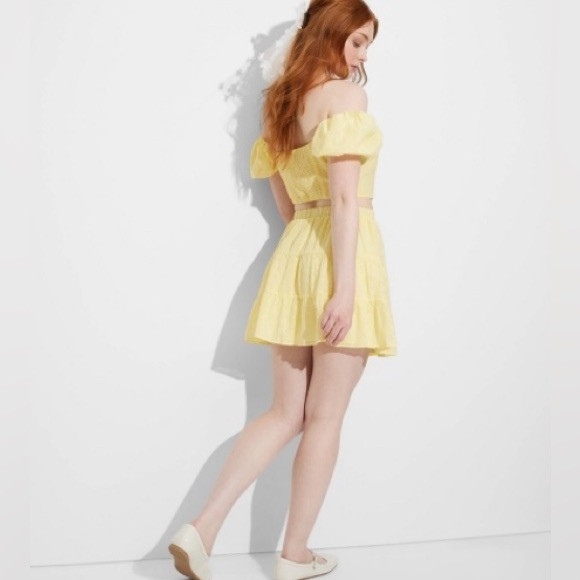Women's Tiered Eyelet Mini Skirt - Wild Fable Yellow Size Large NWT | Poshmark