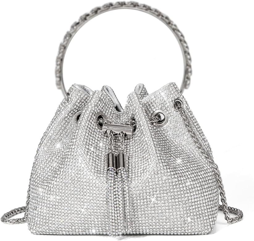 Sweetovo Bling Crystal Rhinestone Purse for Women Sparkly Clutch Handbag Crossbody Bag for Evenin... | Amazon (US)