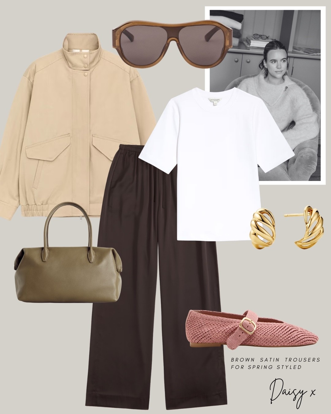 Brown satin trousers styled 

#LTKeurope #LTKspring #LTKstyletip