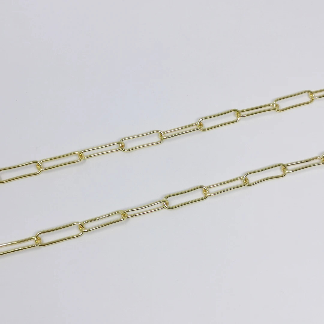 Bold Paperclip Chain 24K Gold by Yard, 1.5mm Thickness Oval Link Chain by Foot, Paper Clip Link f... | Etsy (US)