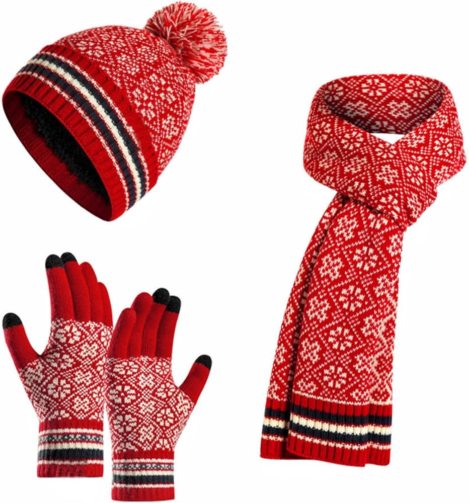 Wander Agio Winter Hat Scarf Glove Set for Women Beanie Hats Scarves and Gloves Womens Polar Flee... | Amazon (US)