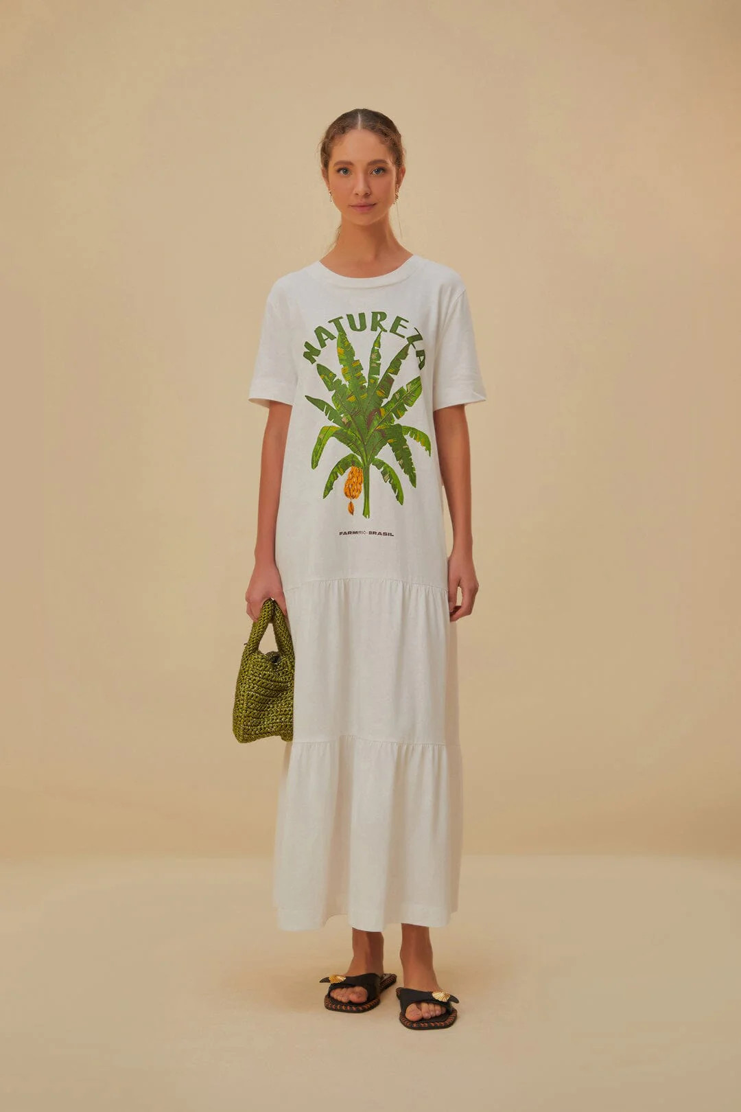 White Natureza Organic Cotton Maxi Dress | FarmRio (US)