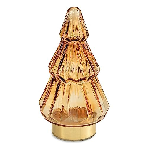 IHI EST. 1986 India Handicrafts 71306 Amber Embossed Christmas Tree with Golden Ring 12 x 5 Inch Glass Holiday Decorative Figurine | Amazon (US)