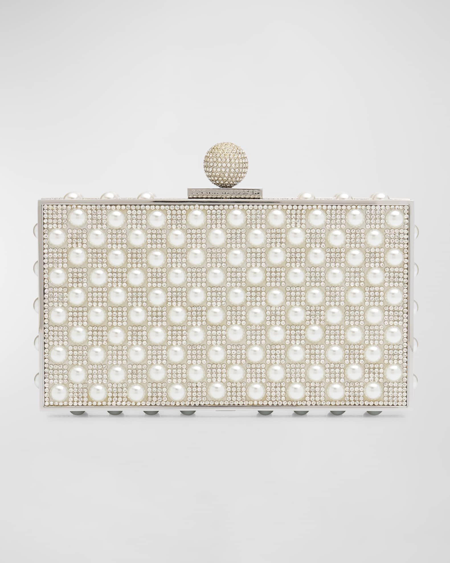 Clara Crystal Embellished Box Clutch Bag | Neiman Marcus