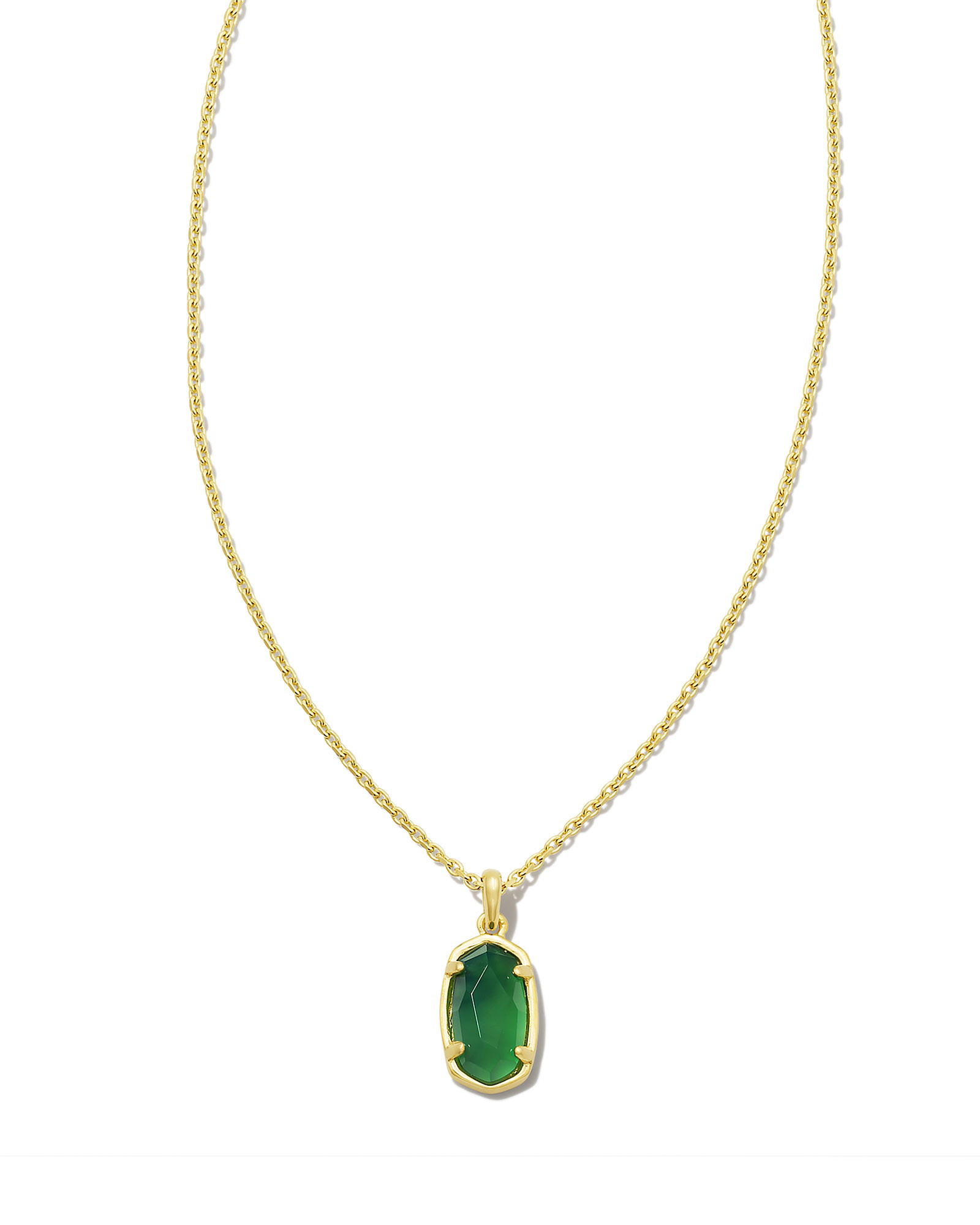 Mommy & Me 18k Gold Vermeil Youth Stone Fern Short Pendant Necklace in Green Onyx | Kendra Scott