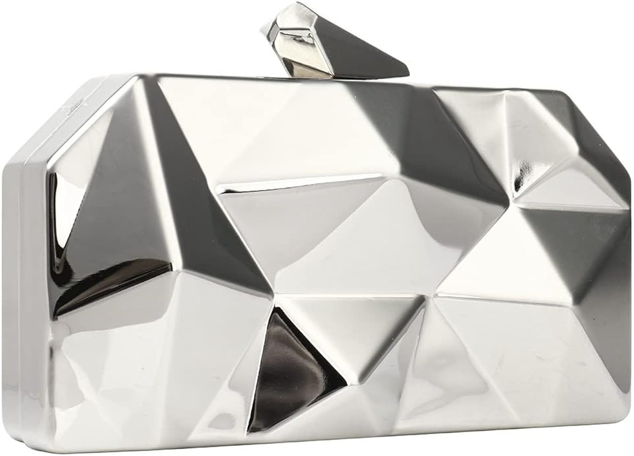 YYW Women Geometric Lattice Pattern Metal Evening Bag Party Wedding Bridal Prom Purse Crossbody B... | Amazon (US)