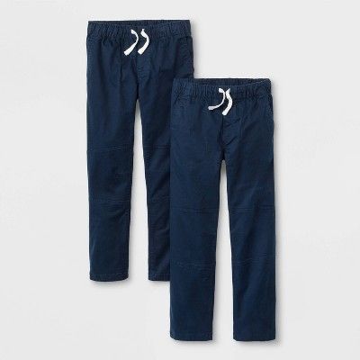 Boys' 2pk Stretch Straight Fit Pull-On Woven Pants - Cat & Jack™ Blue/Blue | Target