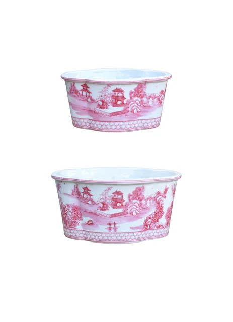 PINK CANTON CACHEPOT - Set of 2 | The Enchanted Home