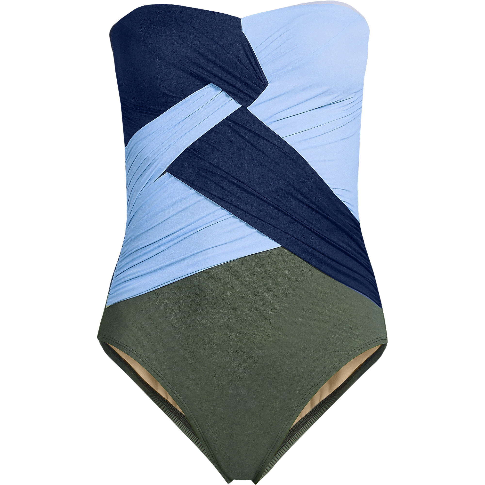 Women's Slender Suit Wrap Bandeau One Piece Swimsuit | Lands' End (US)