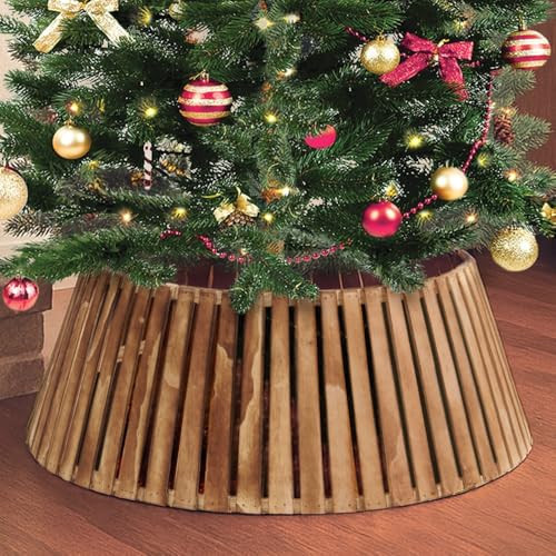 Stephan Roberts Farmhouse 27" D Wooden Tree Collar, Rustic Tree Skirt and Base Cover for up to 9ft Christmas Tree (Light Burn) | Amazon (US)