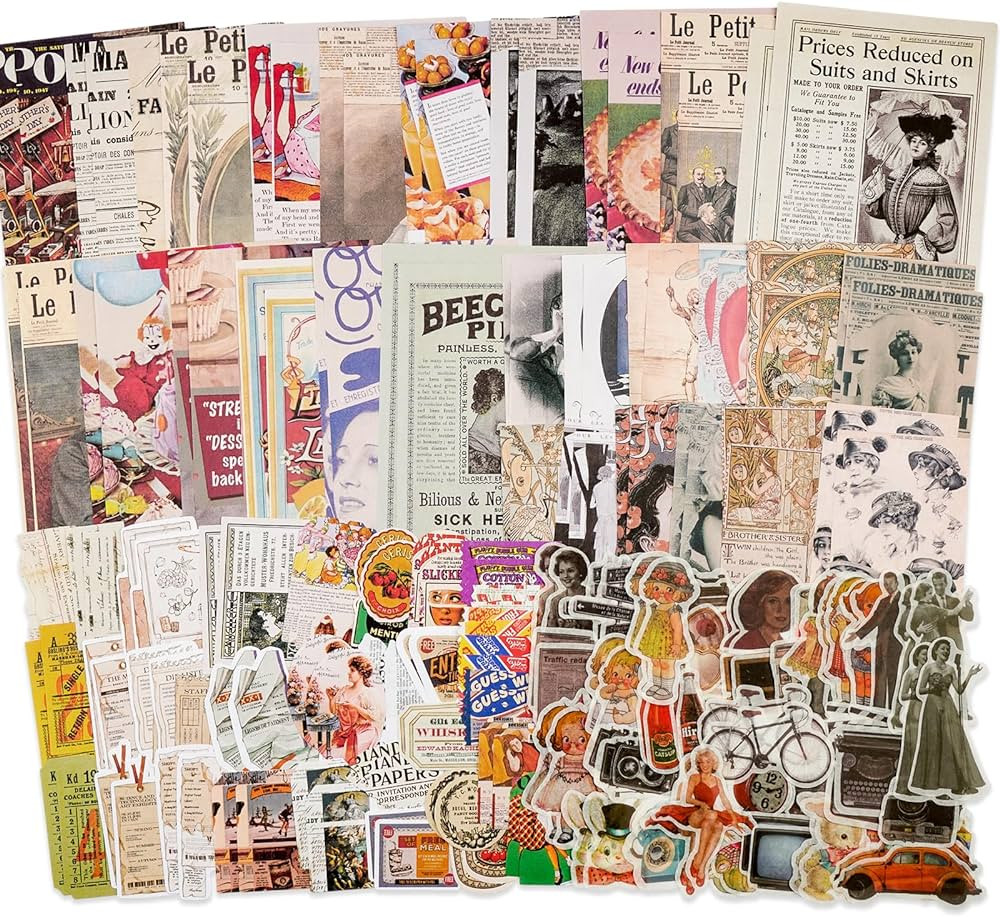 Knaid Vintage Scrapbook Supplies Pack (200 Pieces) for Junk Journal Bullet Journals Planners Aest... | Amazon (US)