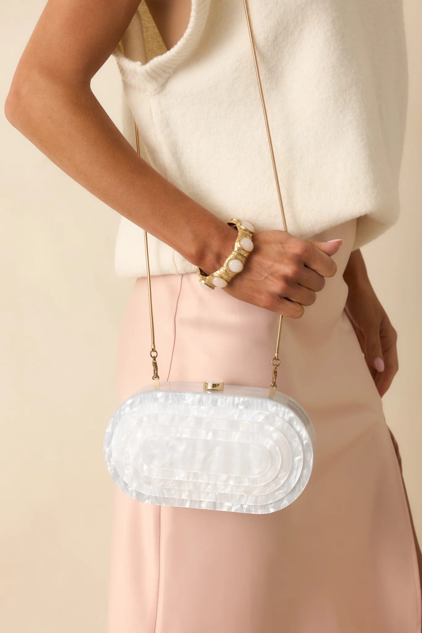 Solstice Dance Ivory Pearlescent Clutch | Red Dress