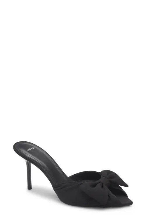 MANGO Lasy Bow Slide Sandal in Black at Nordstrom, Size 35 | Nordstrom