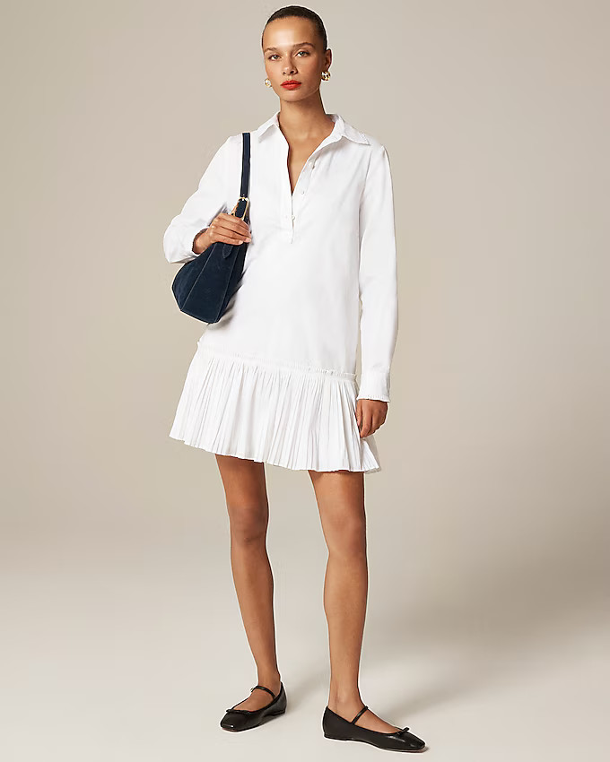 Amelia long-sleeve shirt-dress in cotton poplin | J. Crew US