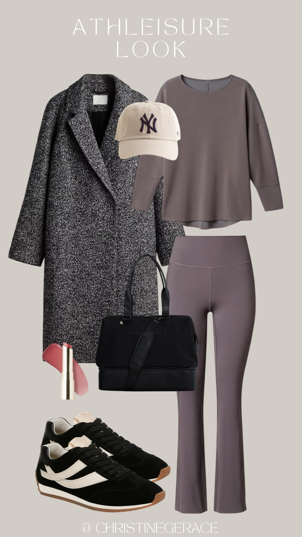 Easy Athleisure outfit idea for winter ! 

Pullover long sleeve top, leggings, trench coat, sneakers, dibs lipstick, tote bag, baseball cap 

#LTKSeasonal #LTKFindsUnder50 #LTKStyleTip