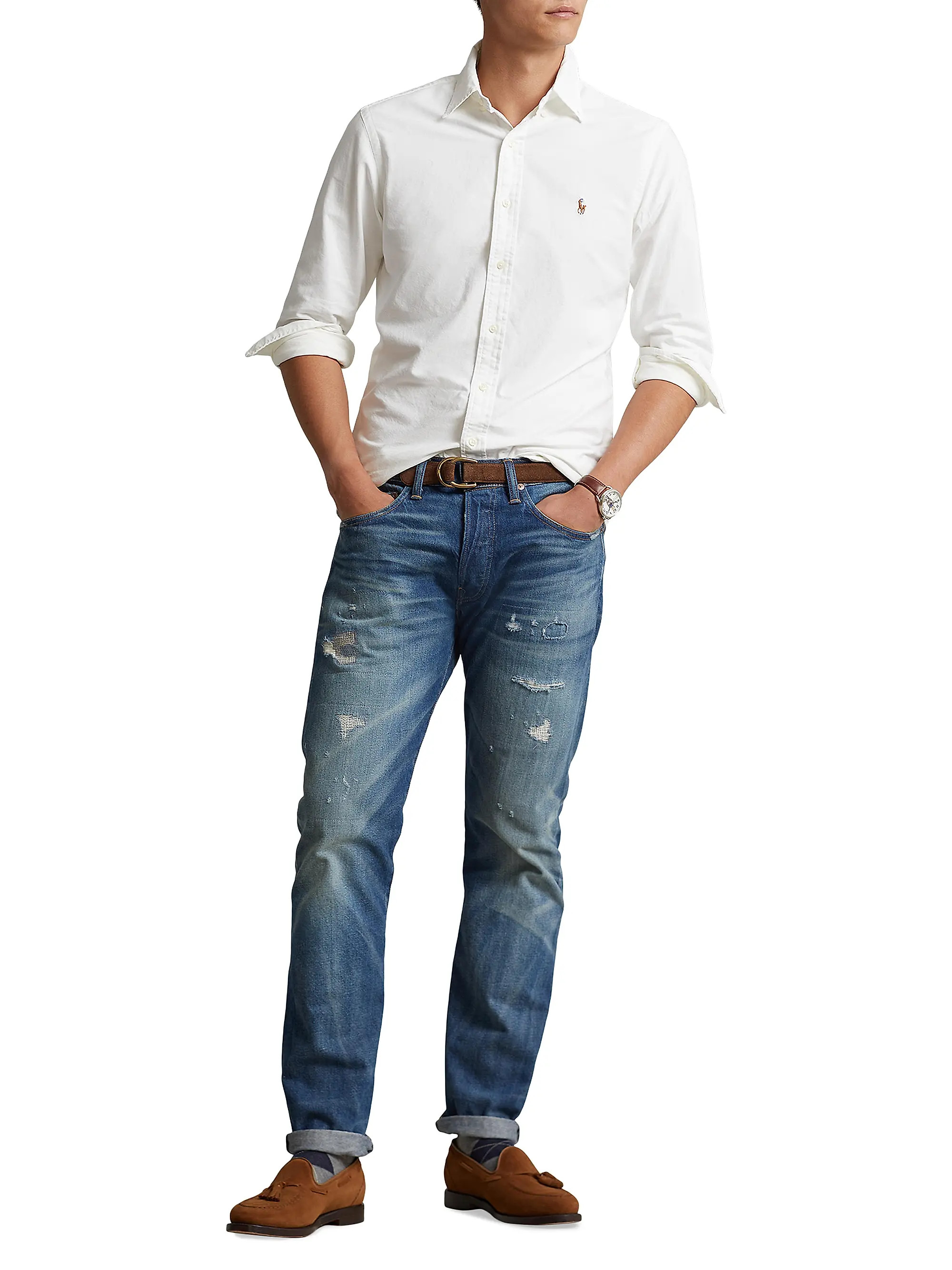 Shop Polo Ralph Lauren Garment-Dyed Classic-Fit ​Oxford Shirt | Saks Fifth Avenue | Saks Fifth Avenue