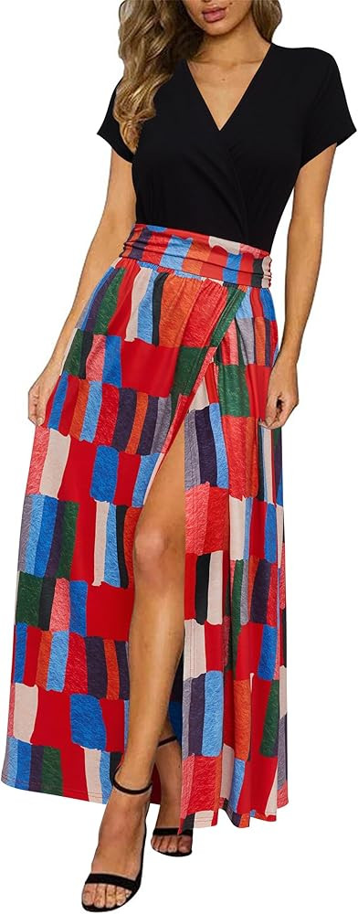 Newshows Women's 2026 Lightweight Summer Wedding Guest Beach Vacation Casual V Neck Split Flowy Maxi Dress | Amazon (US)