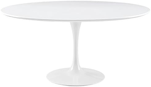 Modway Lippa 60" Mid-Century Modern Dining Table with Round Top and Pedestal Base in White | Amazon (US)