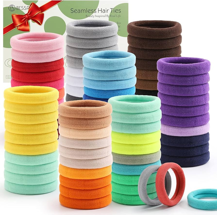 100PCS Elastic Hair Ties, Seamless Hair Band, Ponytail Holder No Crease Damage, Cotton Bands, Hai... | Amazon (US)