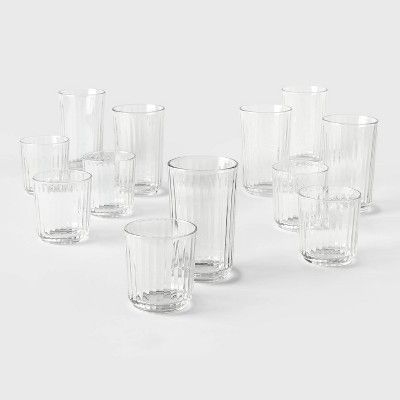 12pc Glass Saybrook Double Old Fashion and Highball Glass Set - Threshold™ | Target