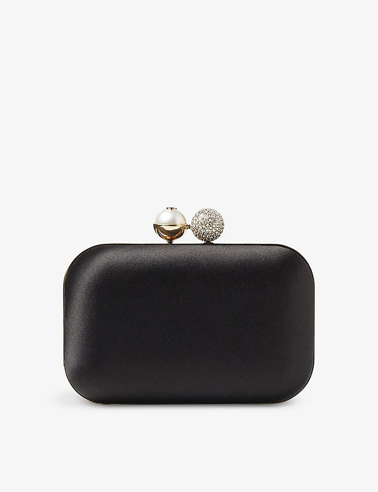 Cloud embellished-clasp satin clutch bag | Selfridges