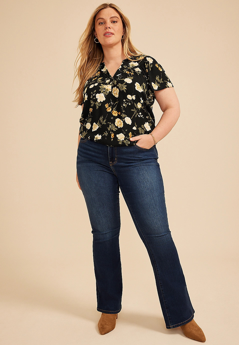 Maurices Plus Size Women's Flutter Sleeve Blouse | Maurices